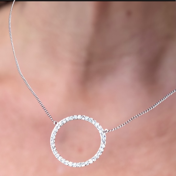 Fashionable LARGE Circle Pendant Full of Top Grade Brilliant Crystals 16” & 18”L - Picture 2 of 7